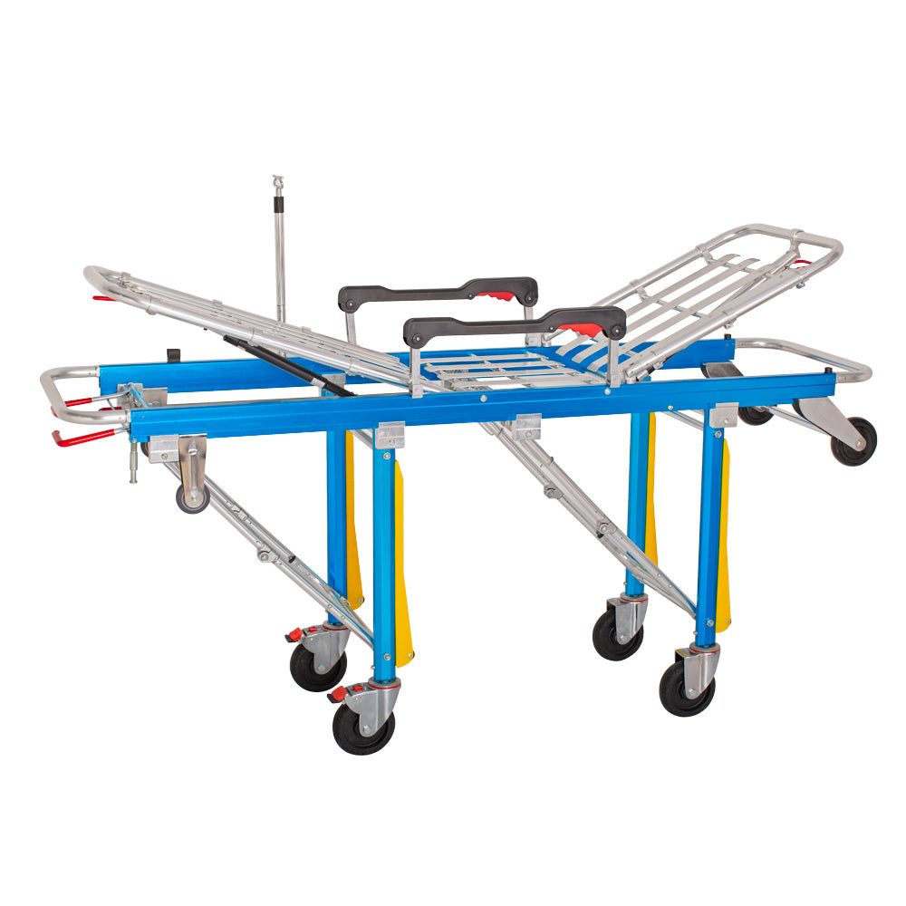 FDA Durable Aluminum Alloy Ambulance Stretcher with Smooth Rolling Wheels