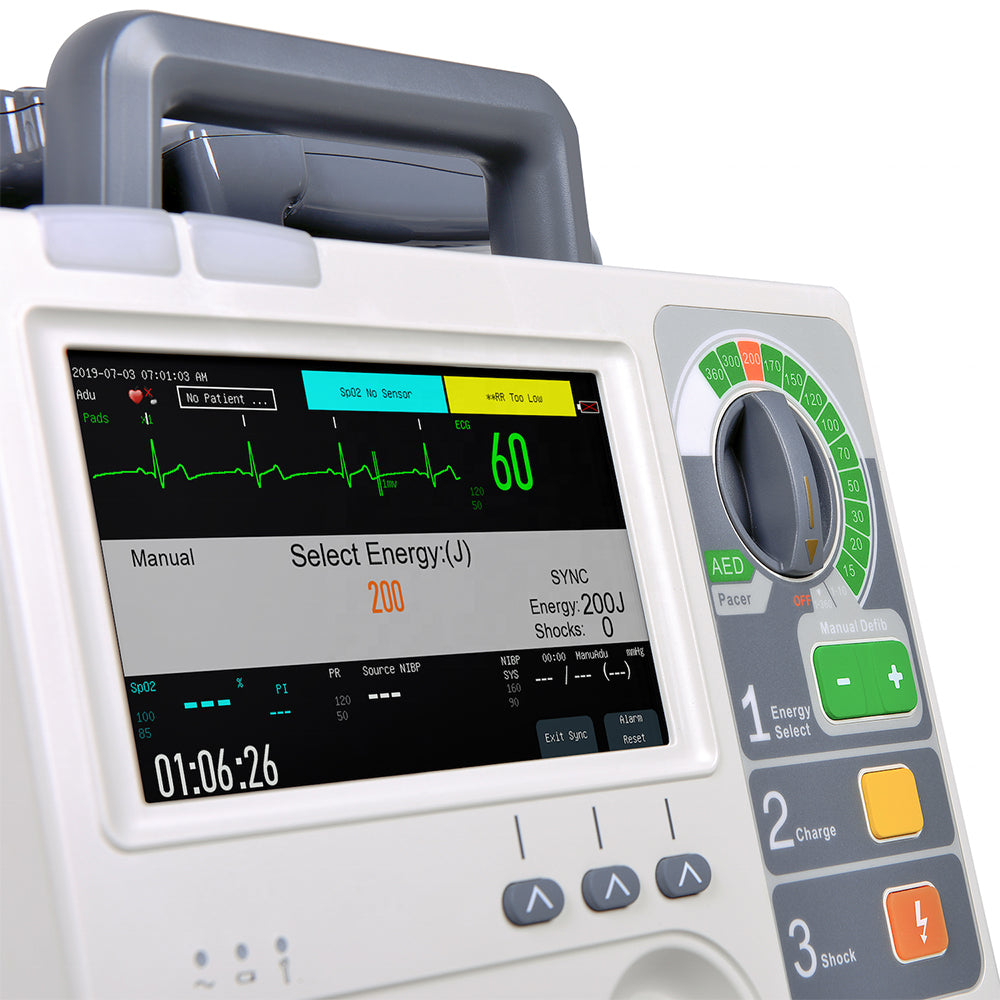Hospital Biphasic Defibrillator Machine ECG Pacer Manual Defibrillation Monitor