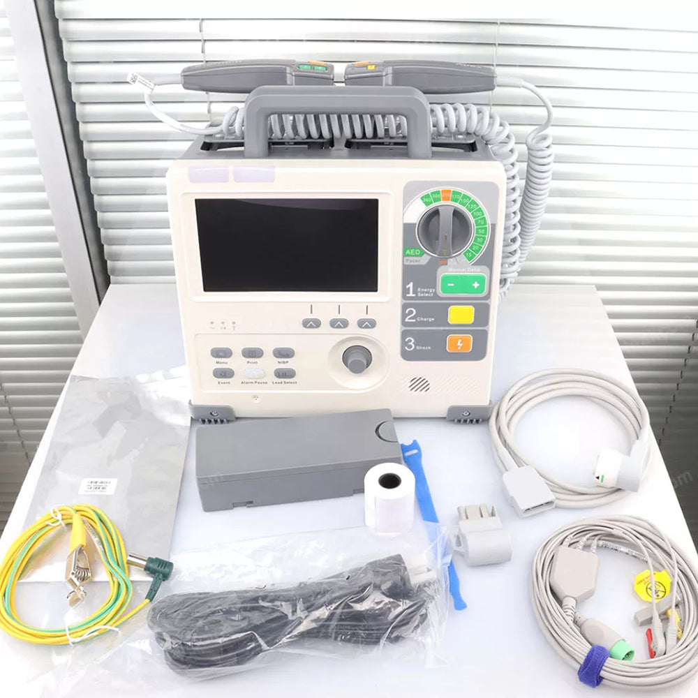 Hospital Biphasic Defibrillator Machine ECG Pacer Manual Defibrillation Monitor