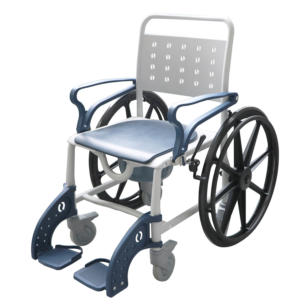 Adjustable Bath Commode Wheel Chair Foldable Disabled Commode Chair
