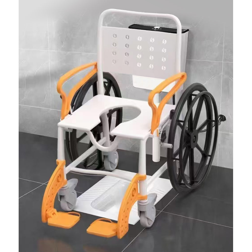 Adjustable Bath Commode Wheel Chair Foldable Disabled Commode Chair