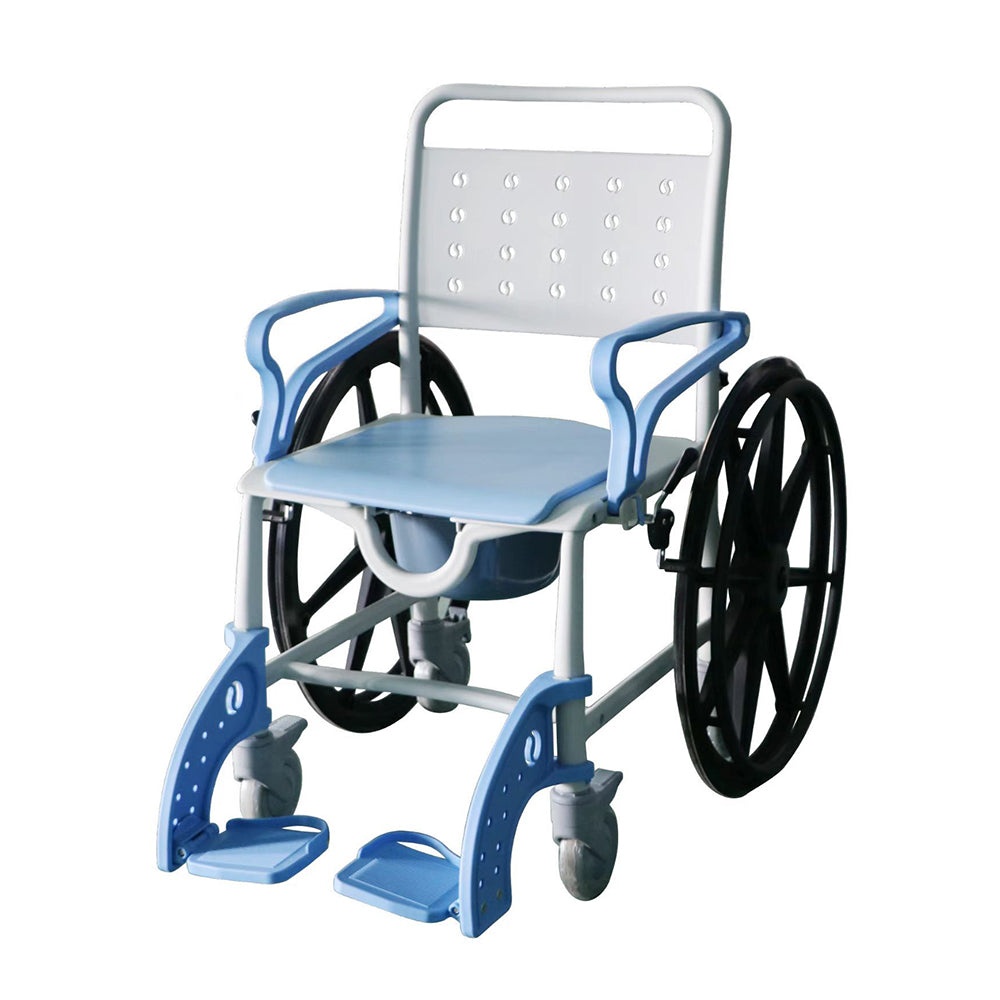 Adjustable Bath Commode Wheel Chair Foldable Disabled Commode Chair