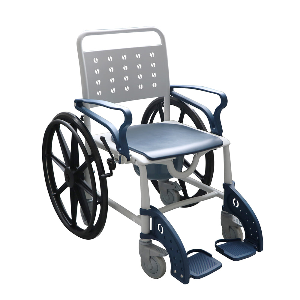 Adjustable Bath Commode Wheel Chair Foldable Disabled Commode Chair