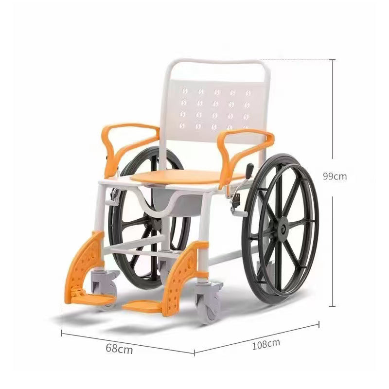 Adjustable Bath Commode Wheel Chair Foldable Disabled Commode Chair