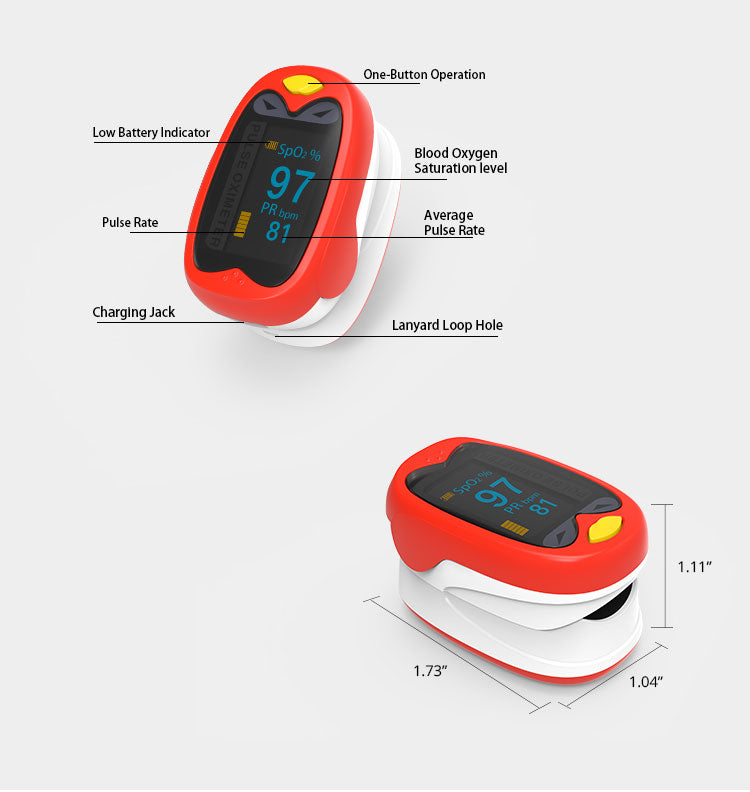 Children Fingertip Pulse Oximeter Blood Oxygen Saturation Monitor