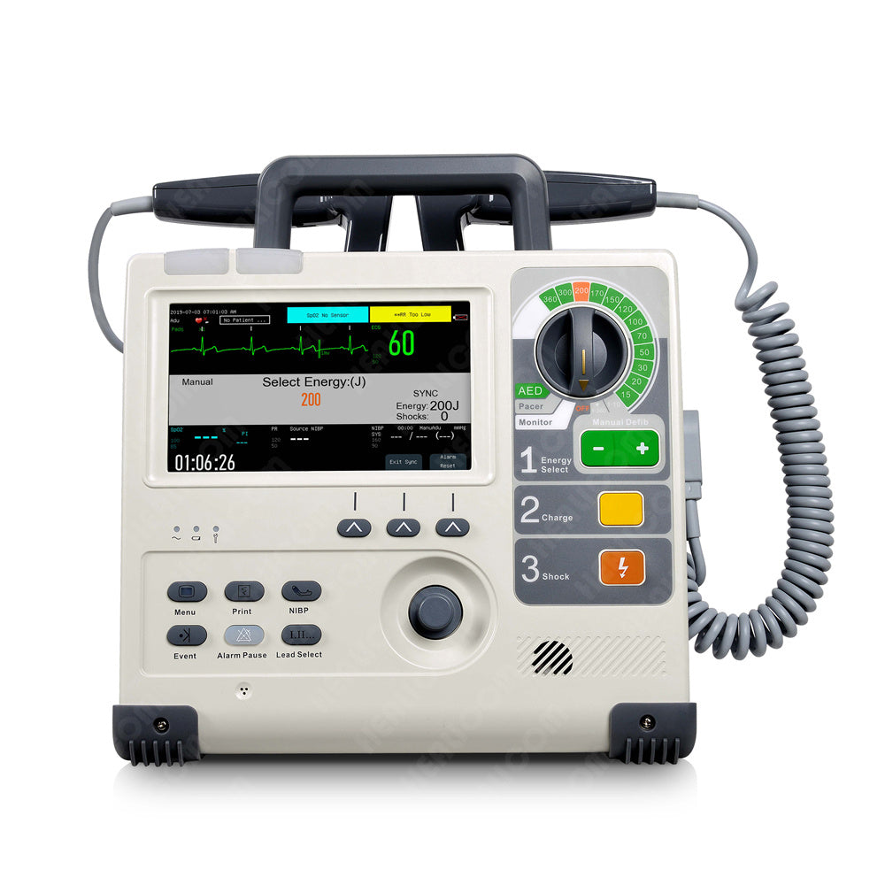 Hospital Biphasic Defibrillator Machine ECG Pacer Manual Defibrillation Monitor