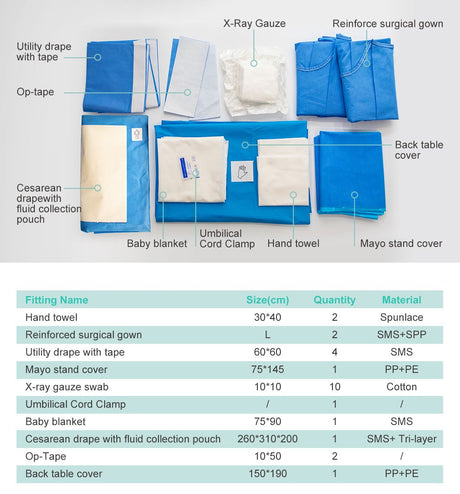 Obstetric Kits Customized Surgical Birth Drape Pack Caesarean Pack